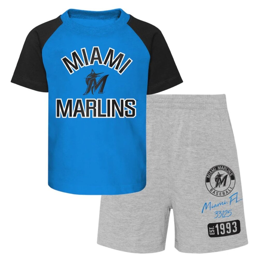 Infant Miami Marlins Ground Out Baller Raglan T-Shirt & Shorts 12 mos NWT